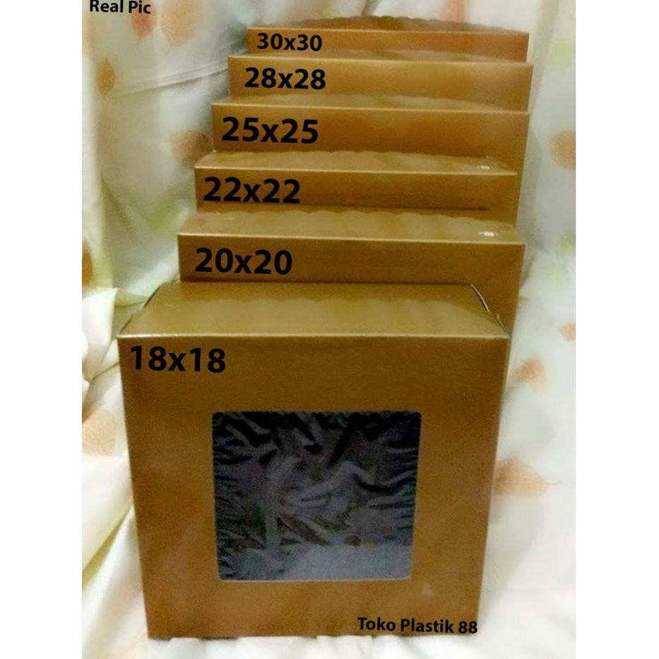 JTTOP" DUS KUE CAKE BOLU KOTAK EMAS 25X25 CM