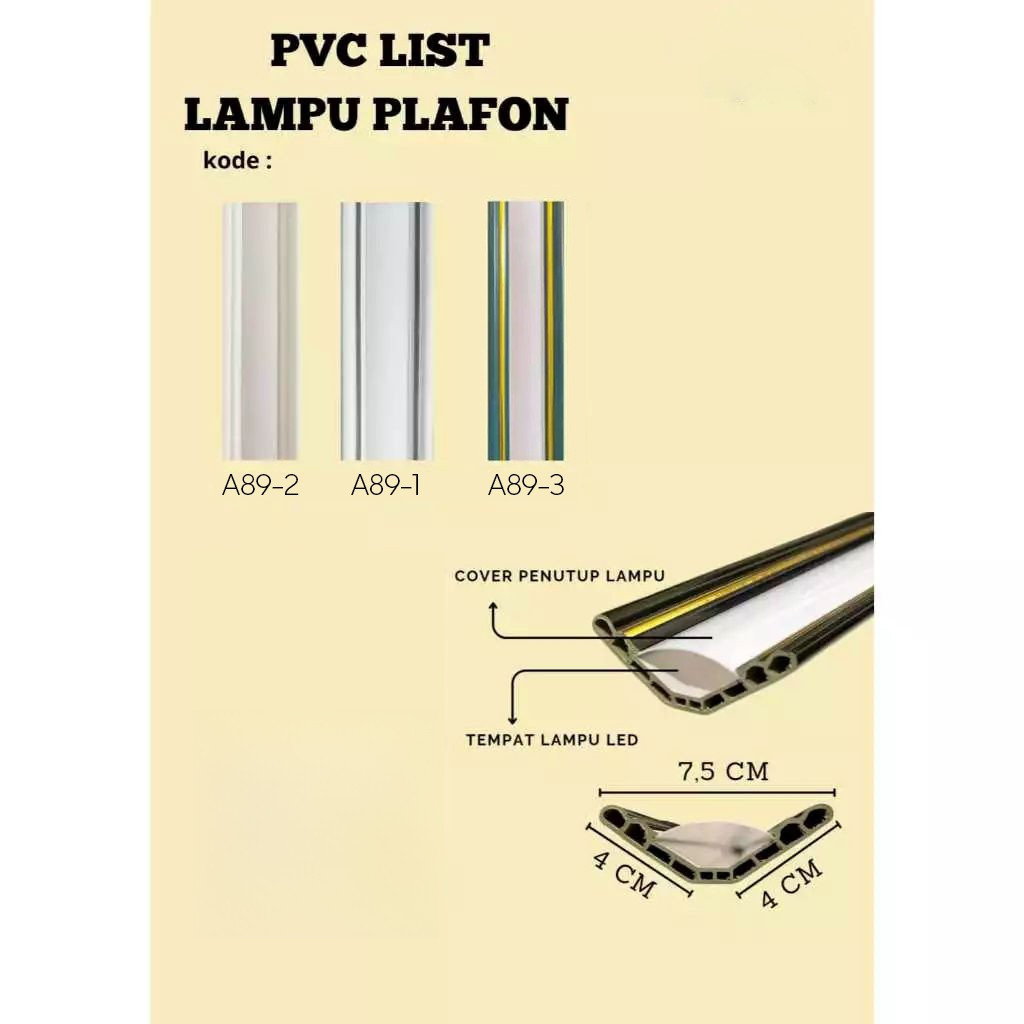 Paus Biru - List Lampu Plafon PVC / List Lampu LED