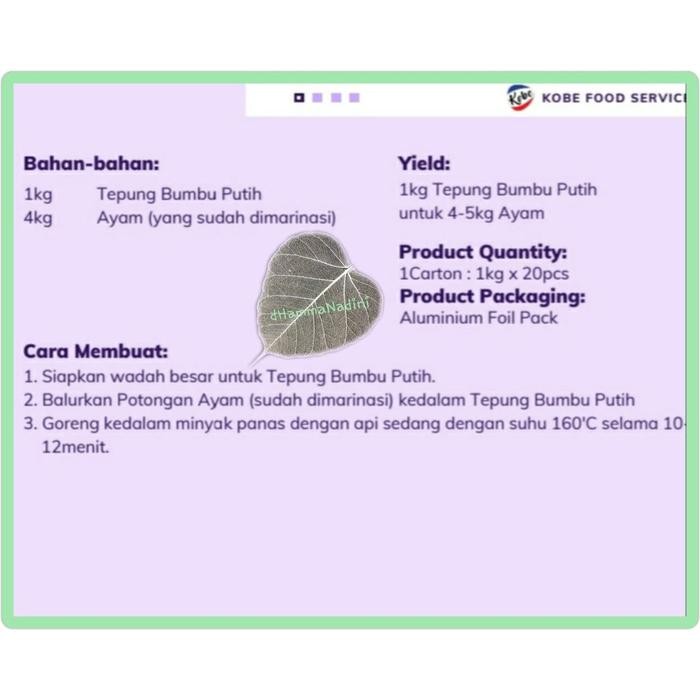 

Diskon Tepung Bumbu Putih Kobe 1 Kg/Tepung Bumbu Goreng Cod