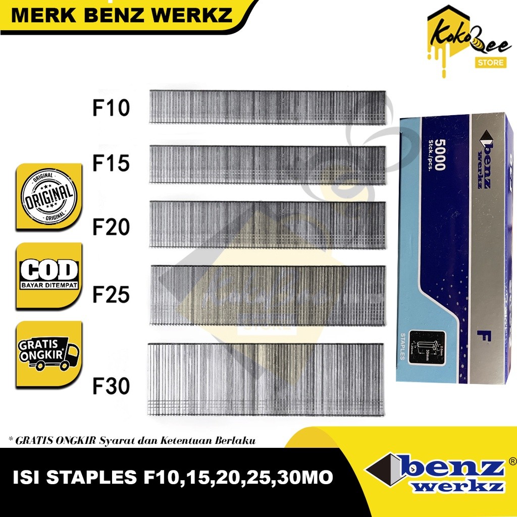 

Isi Staples Paku Tembak F10MO F15MO F20MO F25MO F30MO - Air Nailer Gun Paku Tembak Angin Model Lurus
