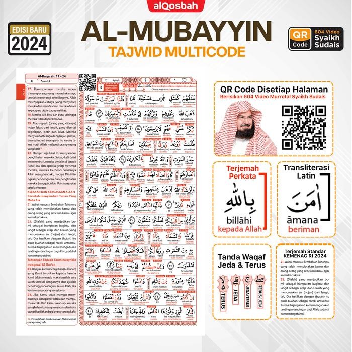 Promo Terbatas Al-Mubayyin Alquran Besar Ada Latin Arti Terjemahan Jelas Hurufnya Tawid Warna Tanda
