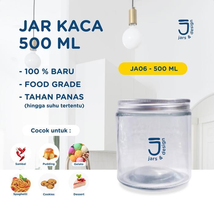 Jar Kaca Tutup Aluminium 500ml/Botol Kaca Tutup Aluminium 500ml/Toples