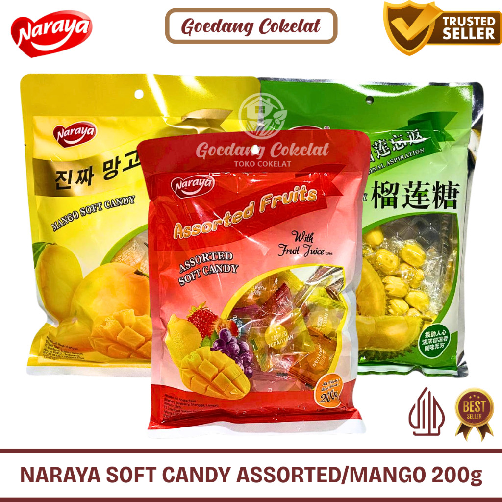 

Naraya Assorted Fruit Soft Candy Mango Permen Lunak Aneka Rasa Buah Mangga - Fupaiyuan Durian Milk