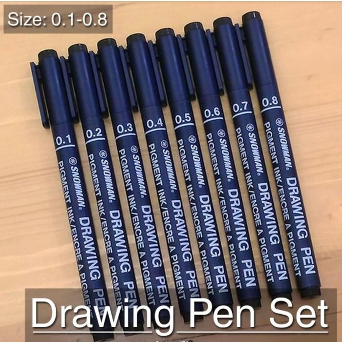 

Drawing Pen Snowman Set Isi (8 Pcs) Hitam 0,1 Sampai 0,8