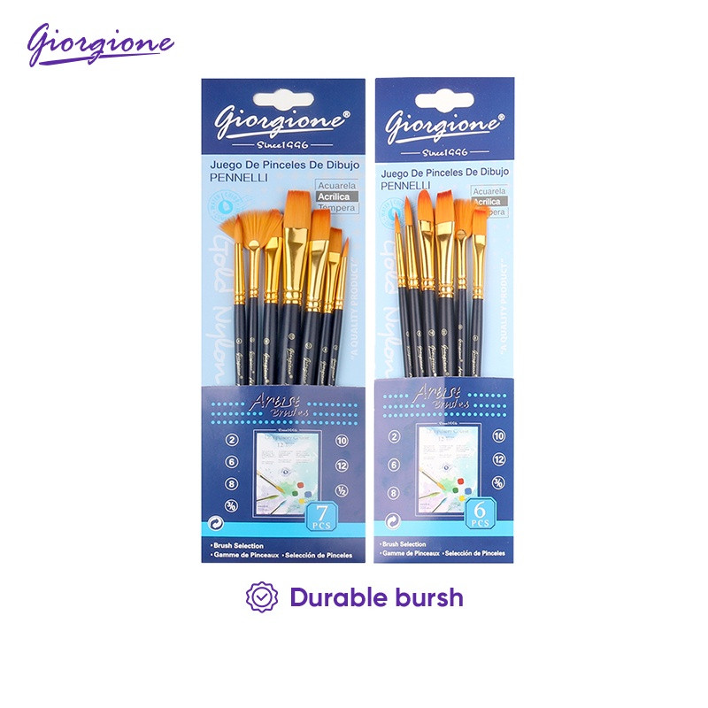 

Giorgione Paint Brush Set Kuas Lukis 3/4/5/6/7 Pcs Nylon Taklon