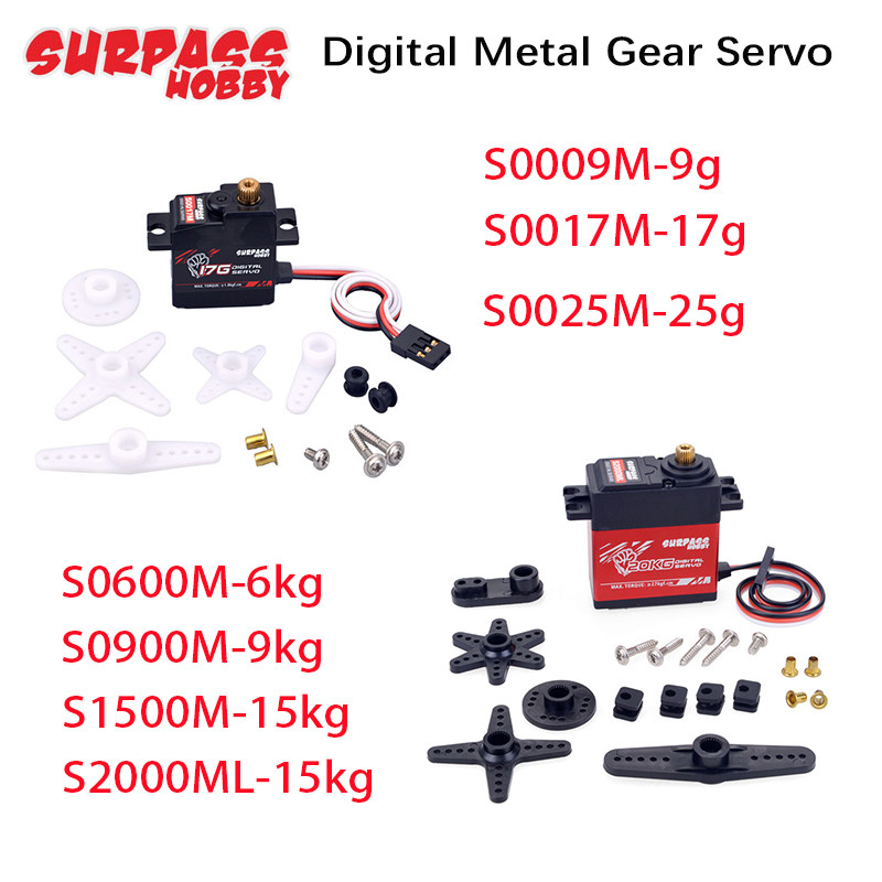 IMPORT 2Pcs Override Digital Servo Mechanism Hobby 9/17/25g 6/9/15/20kg Metal Gear Micro Servo For