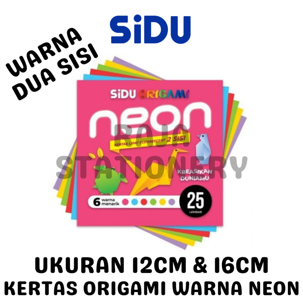 

SiDU Origami NEON 12x12 16x16 Fluorescent Paper Kertas Origami Kertas Lipat Neon Terang 12cm 16cm Kertas Sukung Sinar Dunia Prakarya Anak – Raja Big Box