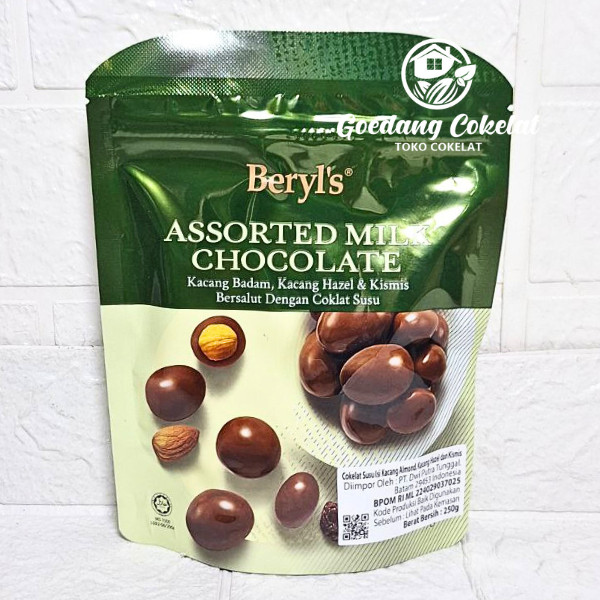 

Beryl's Beryls Coklat Cokelat Impor Malaysia Assorted Almond Raisin Milk Dark Chocolate Kemasan 250g
