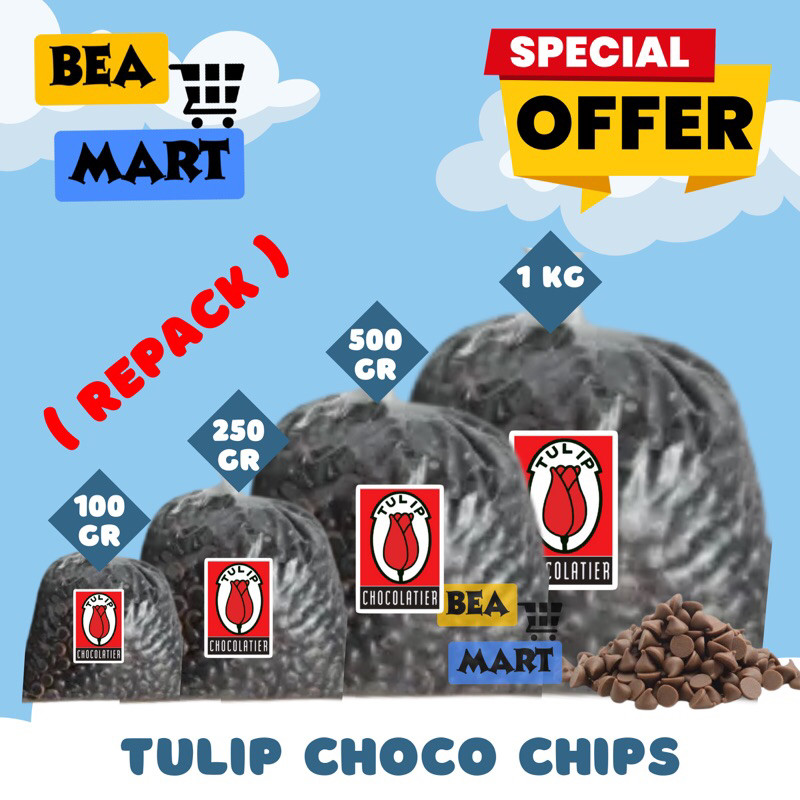 

Tulip Choco Chips 100gr 250gr 500gr 1kg Dark Chocochips Coklat 100 250 500 gr g gram 1 kg
