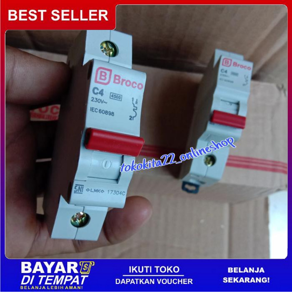 FREE ONGKIR MCB 4 AMPERE BROCO 1 PHASE BISA COD