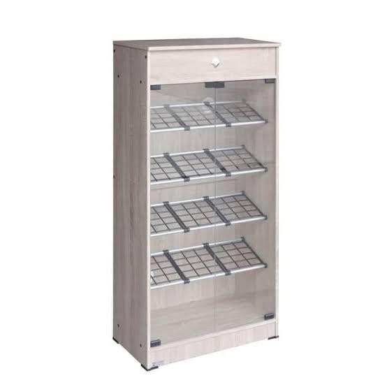 Terbaru Lemari Rak Sepatu Kayu + Kaca / Medan Simut