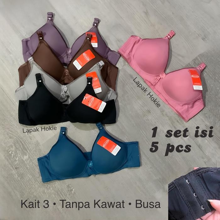 TERLARIS (PAKET HEMAT 5 PCS) BRA MISSLILY TOYAZI ROUMEI KAXILIMAN POLOS 001 002 003 KAIT 3 TANPA