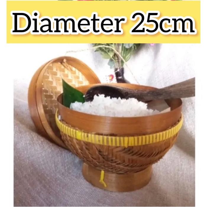 Tempat nasi Wadah nasi ceting wakul bambu + Tutup wakil nasi