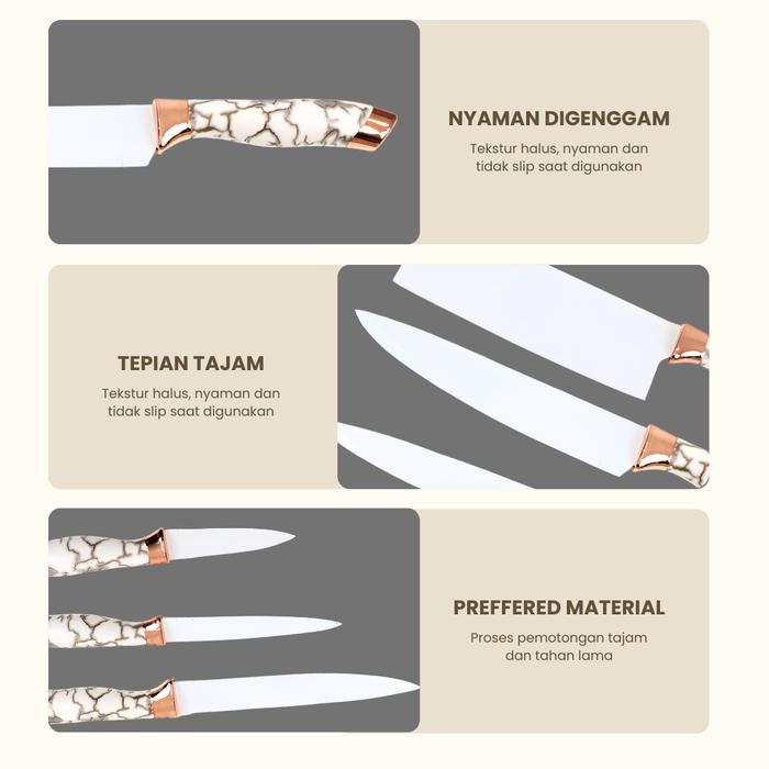 TERLARIS SET PISAU MARBLE STAINLESS STEEL JAPANESE KNIFE MULTIFUNGSI / ALAT DAPUR KNIFE SET HIGH