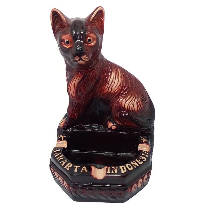 Asbak Meja Tamu Unik Kucing Hadiah Berkualitas Fiberglass Coklat