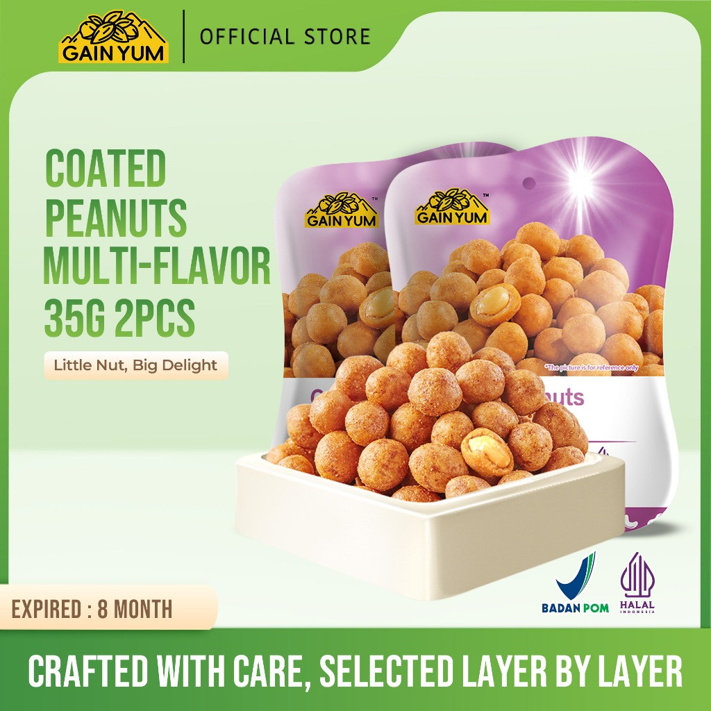 

Gain Yum - Kacang Telur Multi-rasa Kam Yuens Coated Peanuts Multi-flavor 35G x 2pcs