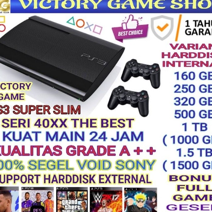 Msb - (O-LB] PS3 SUPER SLIM ASLI HFW CFW KUALITAS GRADE A/ HDD/ 1.5TB (1500GB)/ 1TB (1000GB)/ 500GB