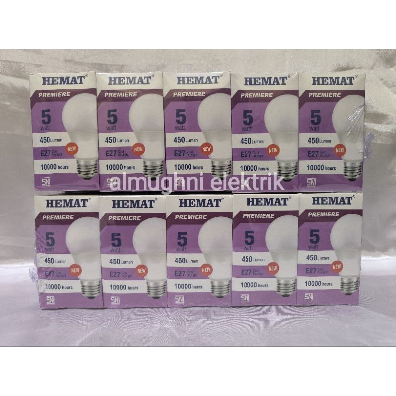 (10 PCS)HEMAT LAMPU LED HEMAT PREMIERE 5 WATT