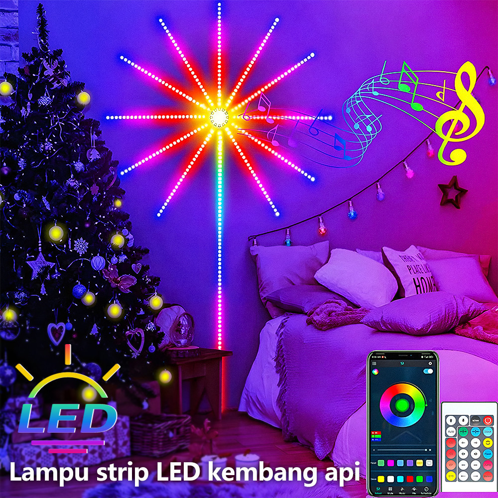 LAMPU STRIP LED KEMBANG API 5050 RGB BENTUK KEMBANG API DENGAN MUSIC UNTUK DEKROASI / LED 5050