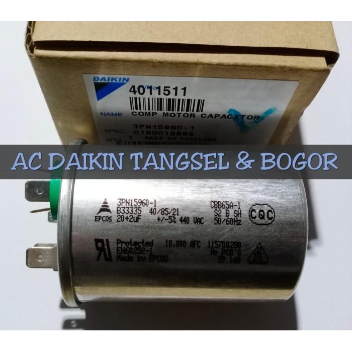 JTTOP" CAPACITOR KAPASITOR AC DAIKIN 1/2PK 3/4PK FTNE15MV14 FTNE20 20+2UF ORI