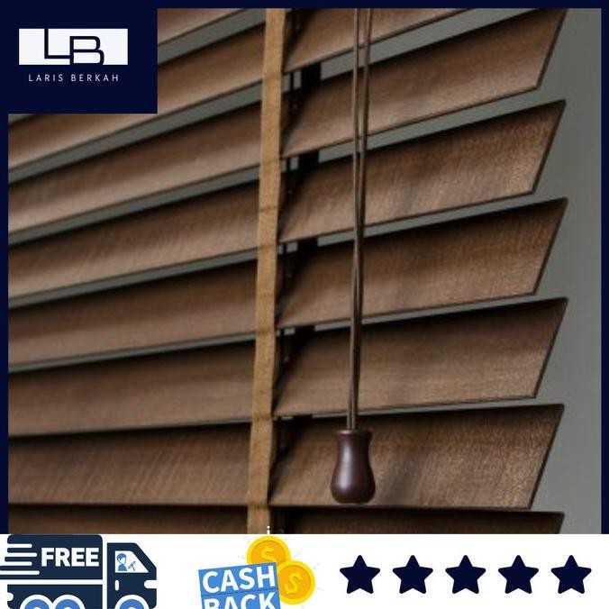 Terbaru Tirai Kayu Wooden Blind Khusus Indoor Kerai Kayu/Gorden Jendela 100% Ori