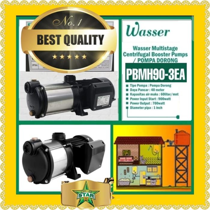 Unik Pompa Air Booster Wasser Pbmh 90-3Ea Non Otomatis Multistage Pendorong