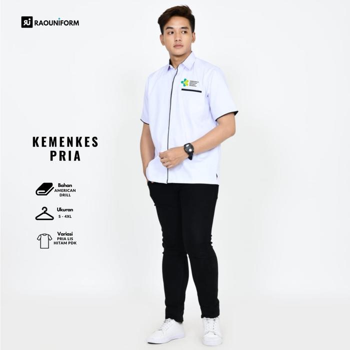 Kemeja Putih Kemenkes/Baju Kemenkes Lengan Pendek/Kemeja Putih Kementrian Kesehatan/Kemeja Putih