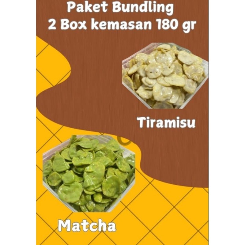 

Omahjajanan Keripik Pisang Coklat Lumer 500Ml Bundling Paket Hemat 2 Box Cokelat Tiramisu Matcha