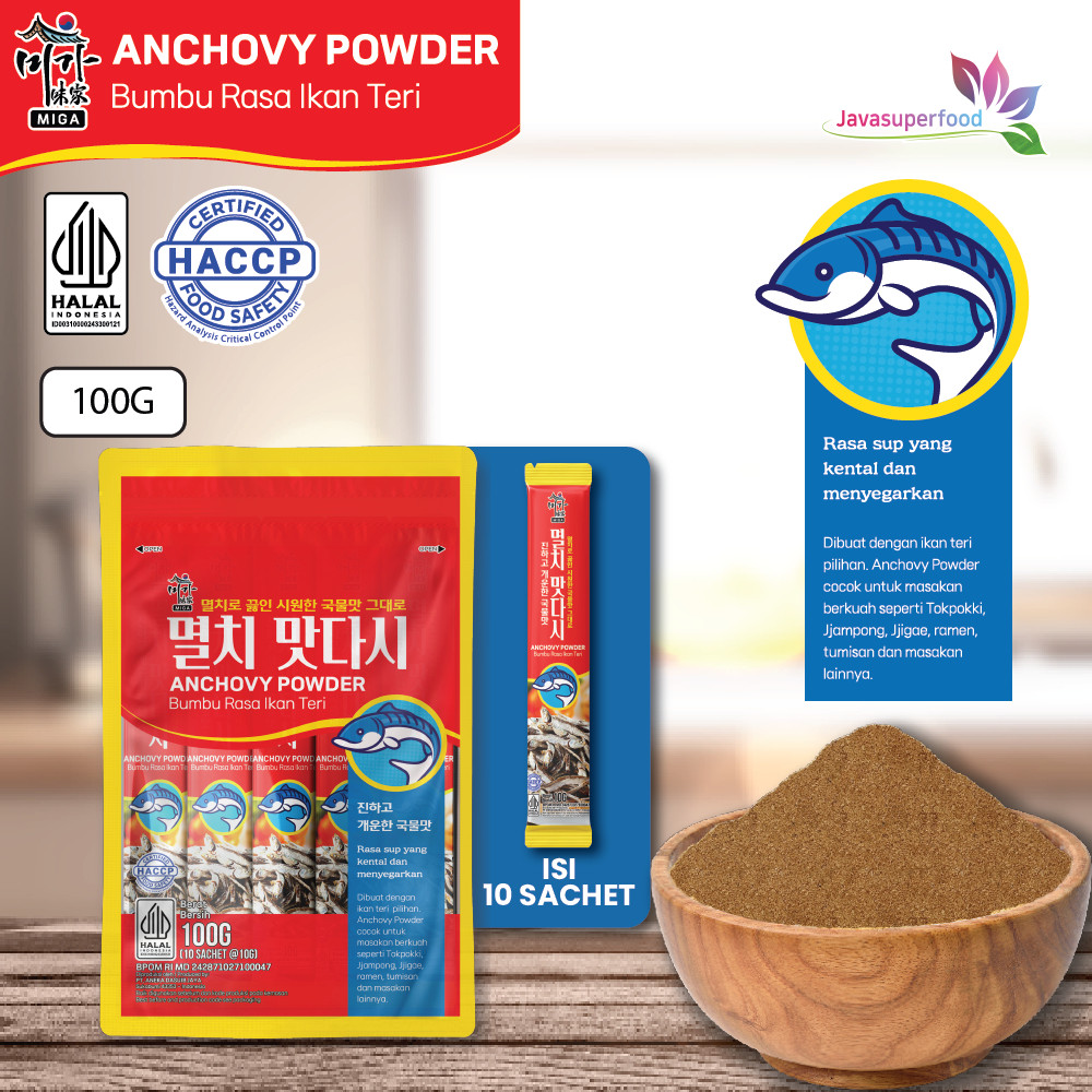 

Restokobar [Halal] Dashida Anchovy Powder Bumbu Rasa Ikan Teri 100G (Isi 10 Sachet) / Soup Stock