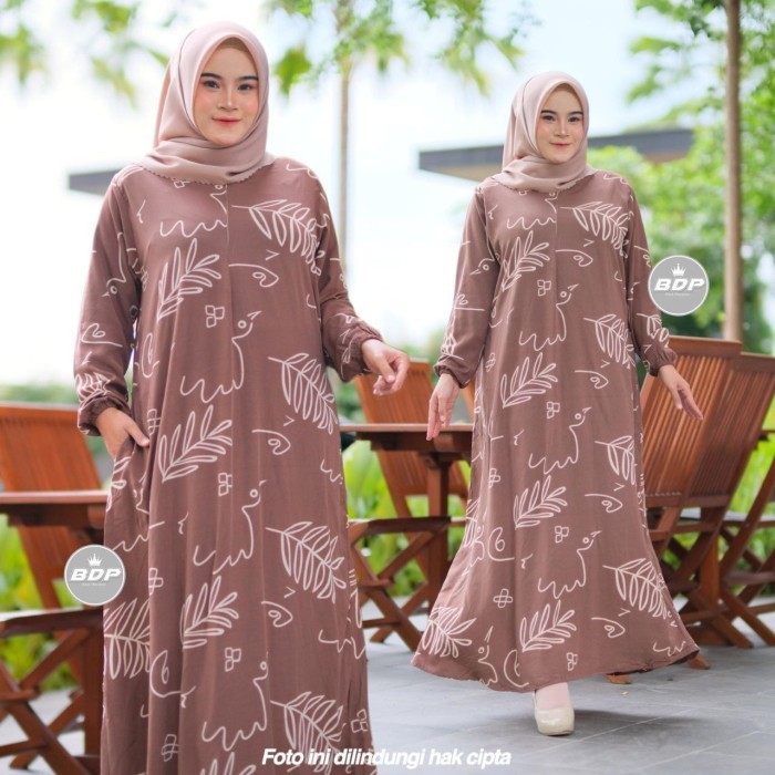 Daster Dress Maura Batik Cap Rayon Grade A Busui - Daster semata kaki Panjang