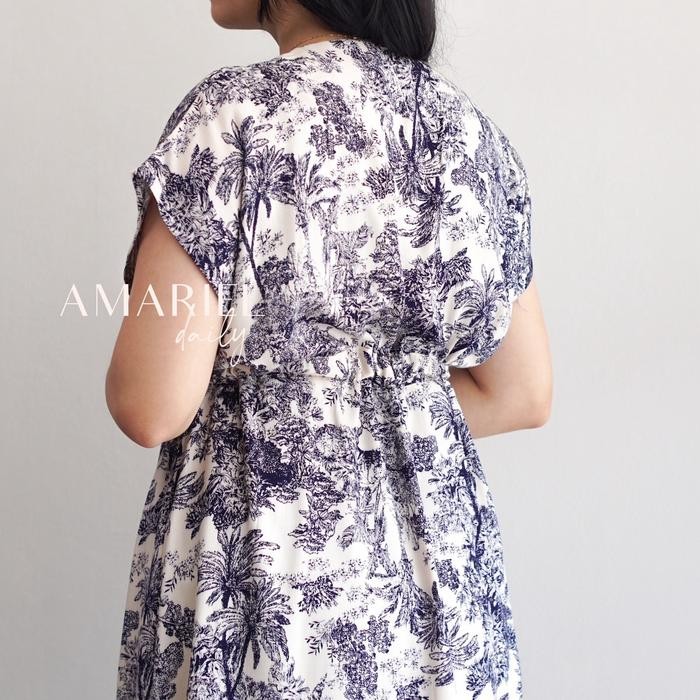 Amariel Kimono Serut Dress Panjang Daster Nyaman Kancing Bumil Busui Friendly Katun Rayon Lengan