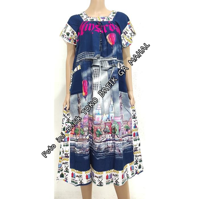 Daster merk Elok kantong 2 kerah kotak adem murah