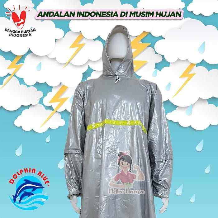 ASLI Jas Hujan Ponco Lengan Celana Hybrid DOLPHIN BLUE 672 BIG SIZE JUMBO