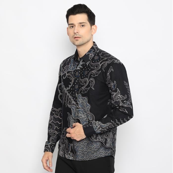 Enzy Batik Kemeja Batik Pria Ganesha - Black