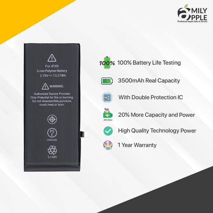 READY STOK Battery Baterai Iphone XR High Capacity Double Power Real Capacity