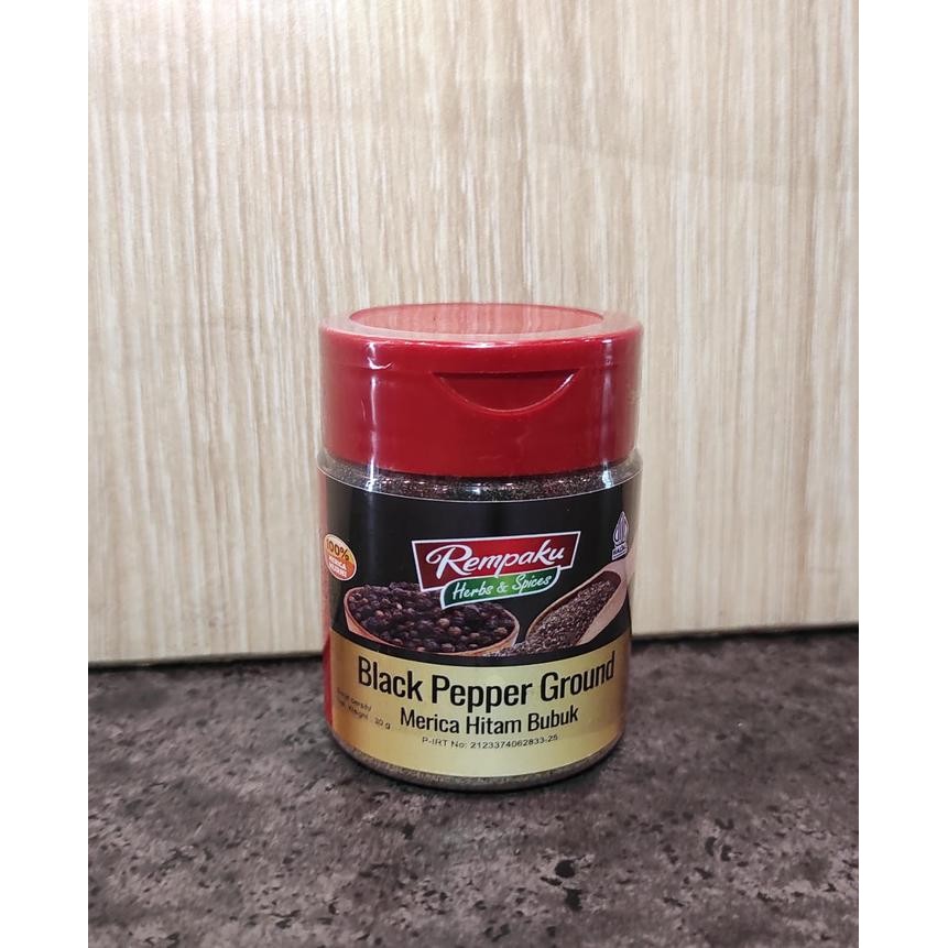 

Rempaku Black Pepper Ground Mini / Merica Hitam Bubuk 30Gr Halal