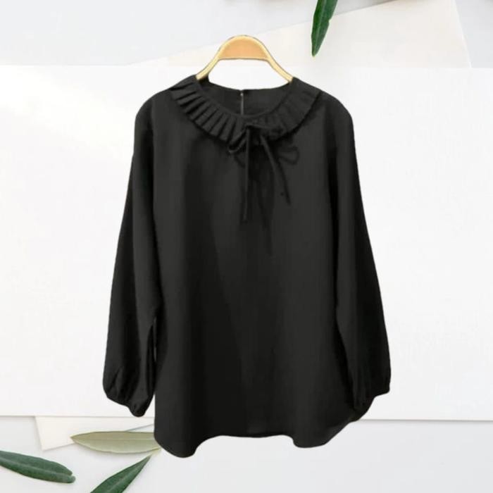 PREMIUM Larisa Blouse Crinkle Jumbo 6 Ukuran 4XL 3XL XXL XL M/Atasan Wanita Putih Polos/Atasan