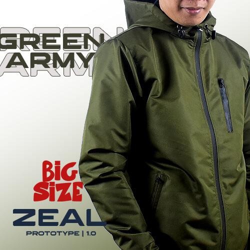 PREMIUM Onfito Jaket ZEAL Army Jumbo Size 2XL-10XL Jaket Windproof Unisex