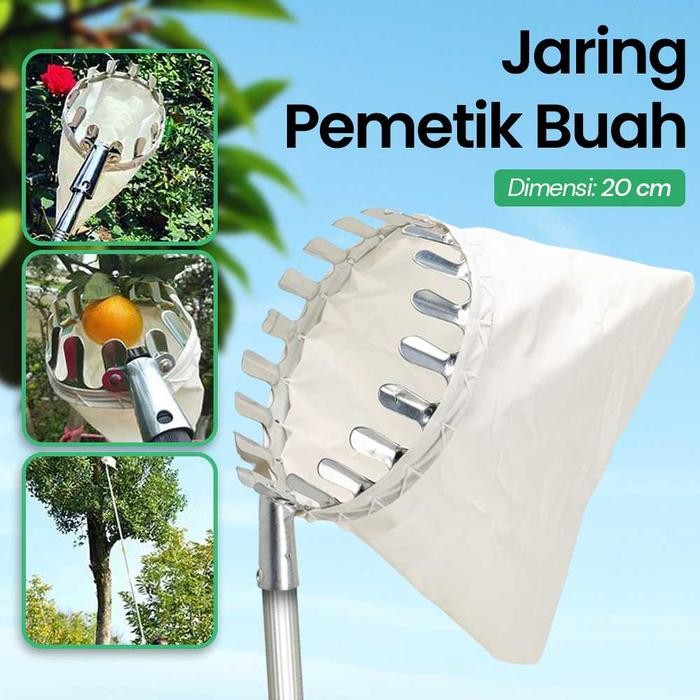 New Alat Petik Buah Ujung Galah Sekop Jaring Pemetik Mangga Jambu Rambutan