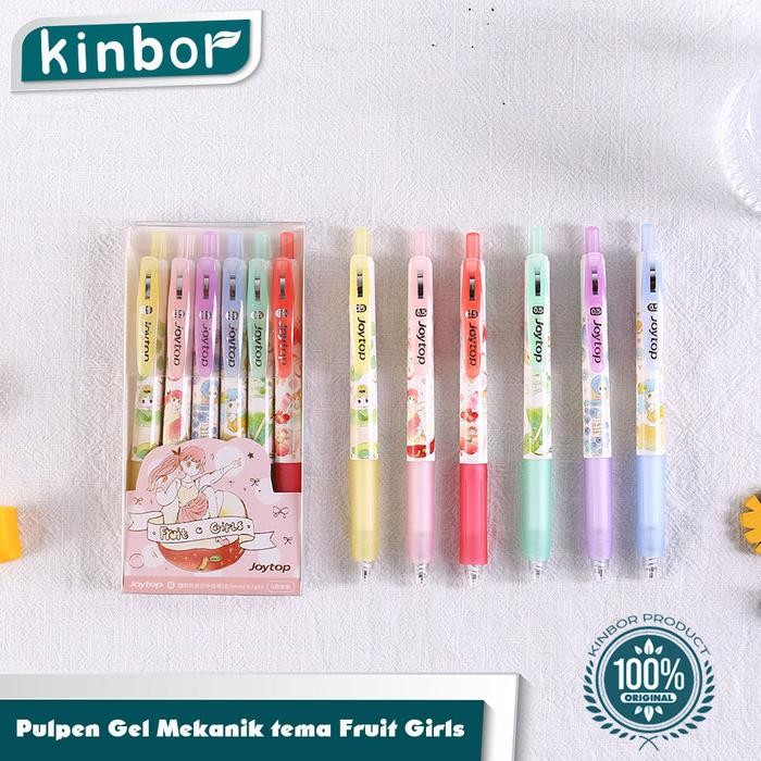 

6 Pcs/Set 0.5Mm Tinta Hitam Tekan Motif Kartun Lucu Gel Pena Kantor Siswa Alat Tulis Original