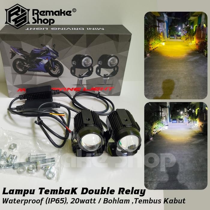 Lampu Tembak Sorot Laser Motor Mobil D2 Double Relay Waterproof Tembus Kabut Hujan Alunium Alloy