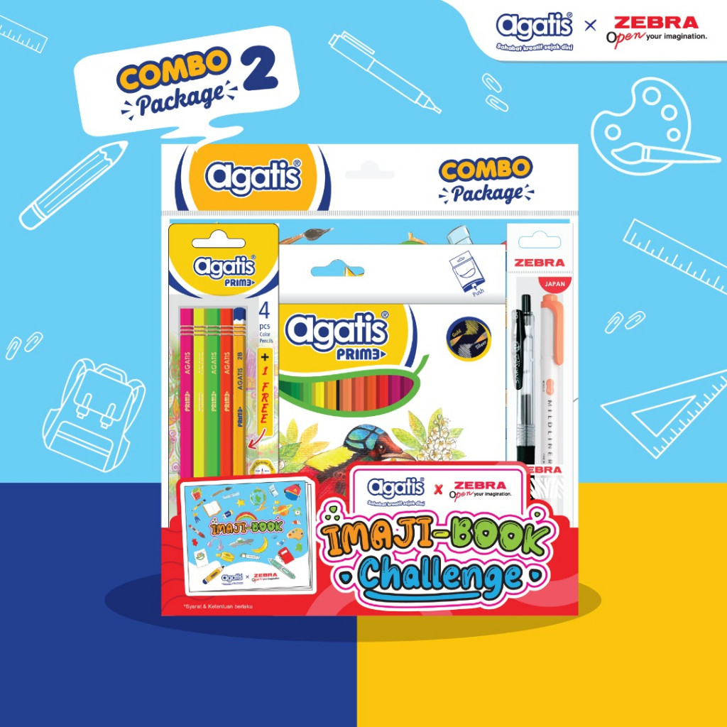 

LINDU Asaba Stationery - Agatis - Paket Mewarnai dan Menggambar Kombo 2 Imaji Book Agatis X Zebra