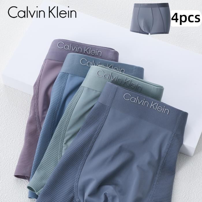 Calvin Klein 4Pcs Ice Silk Boxer Short Pants Pria Celana Dalam Boxer Sport Cool Mesh Pria Clana