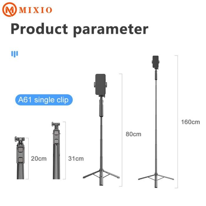 MIXIO A61 Tongsis Bluetooth / Tripod Gimbal Selfie Stick - 80cm