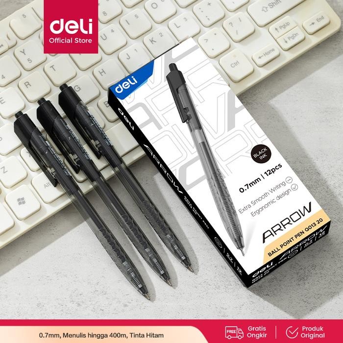 

Ready JT Deli EQ01320 Retractable Smooth Ballpoint Pen 0.7mm Black / Pulpen