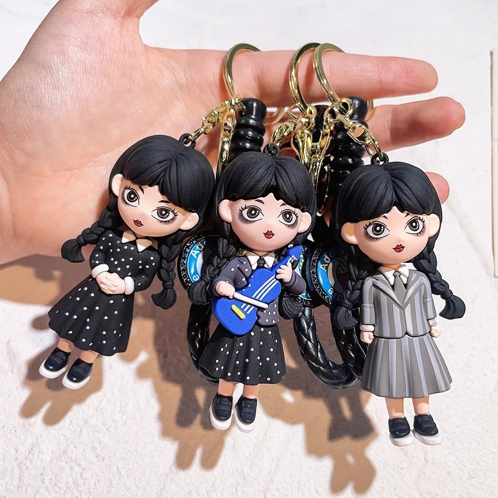 Wednesday Addams Acrylic Keychain Animated Addams Family Figure Pendant Keyring Gift For Fans