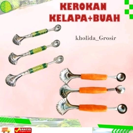 Alat kerok buah / Pengerok kelapa muda /Alat pengerok jeli / Pengerok Buah Buahan Bulat Aluminium