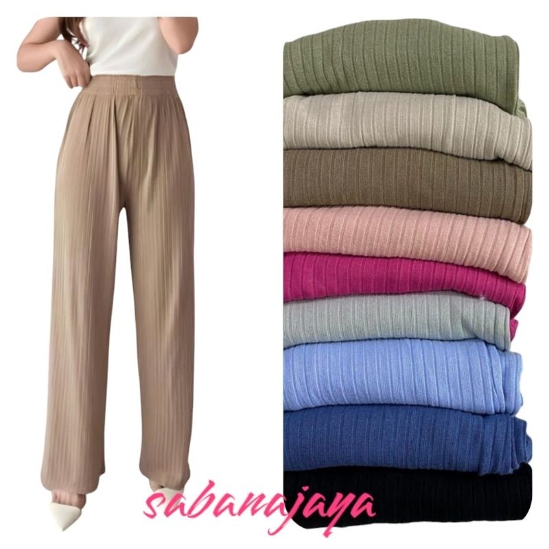 Pola Mewah Celana Kulot Wanita Hw Premium/Celana Kulot Knit Cjr Pinggang Ful Karet