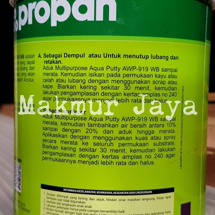 JTTOP" PROPAN AQUA PUTTY PUTIH DEMPUL KAYU WATER BASED