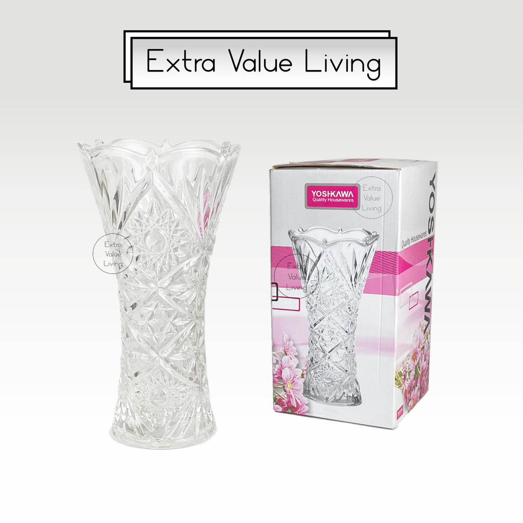 Vas Kristal Vas Bunga Kaca Kristal 30 CM Bohemian Vas Kristal Estetik Clear Bening